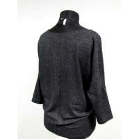 Tunika Aline kimono z dekoltem w serek - czarna błyszcząca brokatem